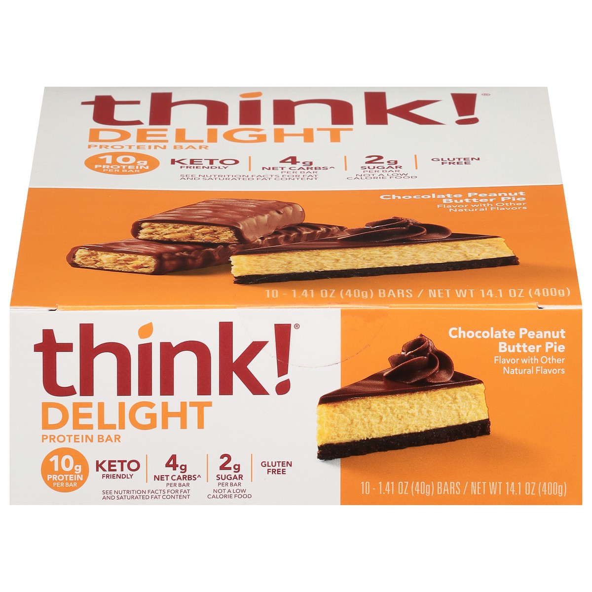 slide 1 of 9, think! Delight Chocolate Peanut Butter Pie Protein Bar 10 - 1.41 oz Bars, 10 ct; 1.41 oz