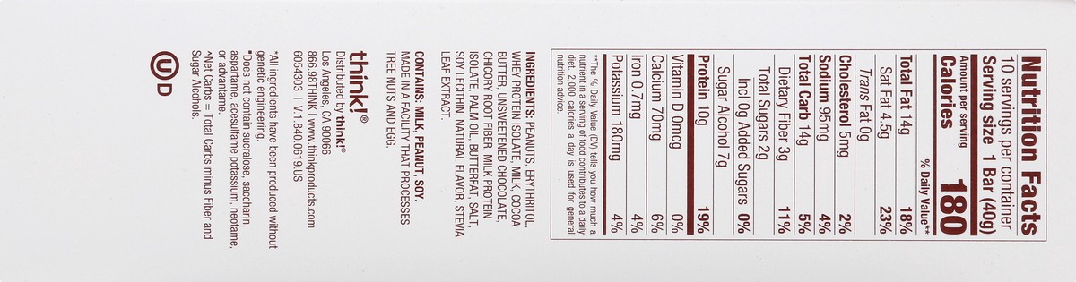 slide 8 of 9, think! Delight Chocolate Peanut Butter Pie Protein Bar 10 - 1.41 oz Bars, 10 ct; 1.41 oz