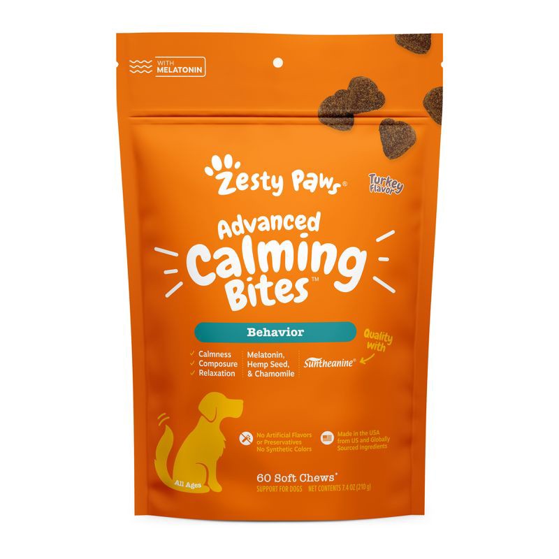 slide 7 of 7, Zesty Paws Advanced Behavior Calming Soft Chews for Dogs - Turkey Flavor - 60ct, 60 ct