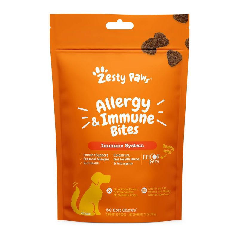 slide 1 of 11, Zesty Paws Allergy and Immune Bites for Dog Lamb Flavor - 60ct, 60 ct