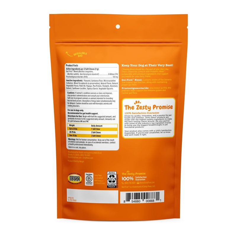 slide 2 of 11, Zesty Paws Probiotic Bites for Dog Pumpkin Flavor - 60ct, 60 ct