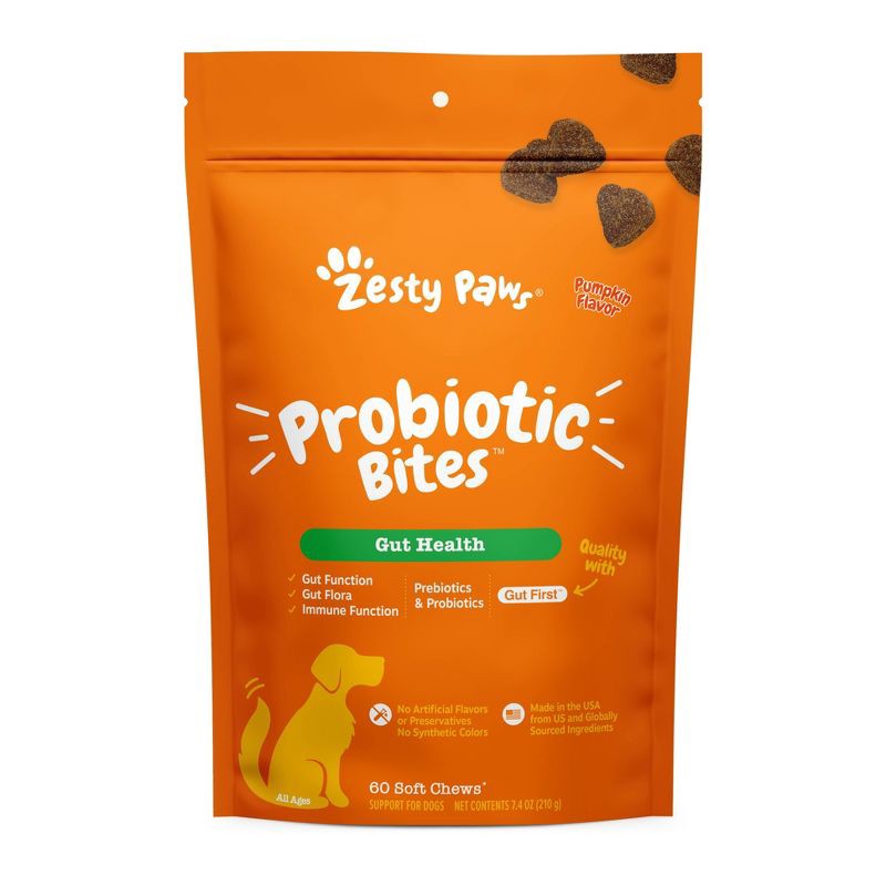 slide 1 of 11, Zesty Paws Probiotic Bites for Dog Pumpkin Flavor - 60ct, 60 ct