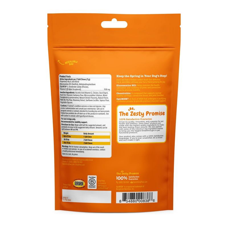 slide 2 of 9, Zesty Paws Hip & Joint Mobility Soft Chews for Dogs - Duck Flavor - 60ct, 60 ct