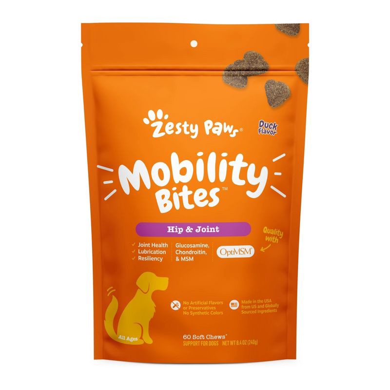 slide 1 of 1, Zesty Paws Hip & Joint Mobility Soft Chews for Dogs - Duck Flavor - 60ct, 60 ct