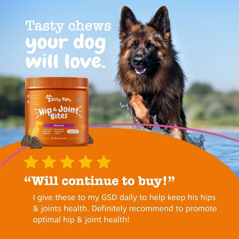 slide 6 of 9, Zesty Paws Hip & Joint Mobility Soft Chews for Dogs - Duck Flavor - 60ct, 60 ct