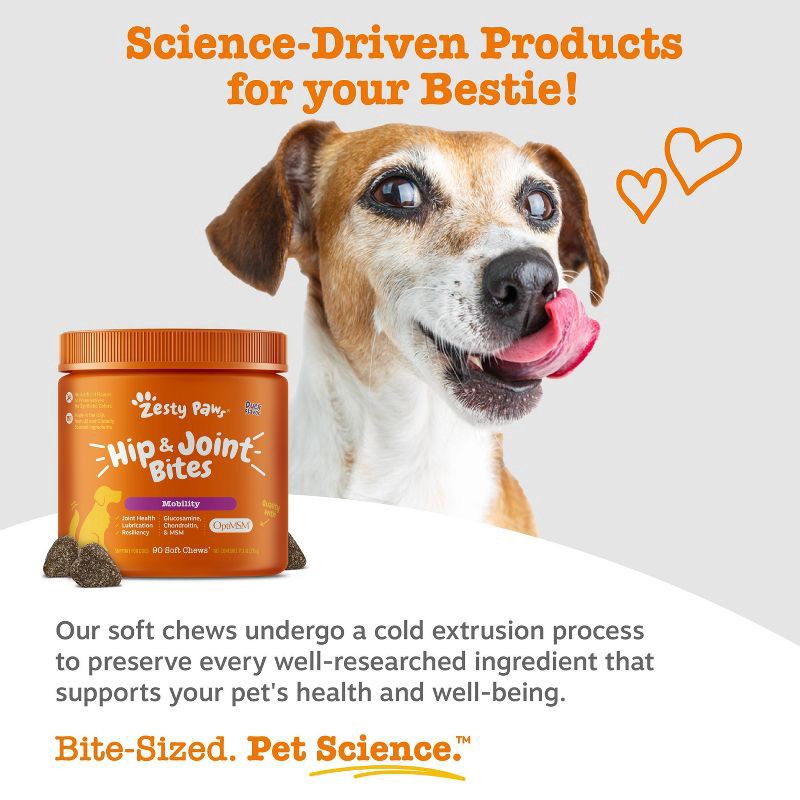 slide 7 of 9, Zesty Paws Hip & Joint Mobility Soft Chews for Dogs - Duck Flavor - 60ct, 60 ct