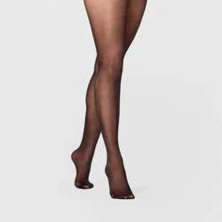 Women's Sheer Rib Tights - A New Day™ Black L/XL: High Waisted, Nylon-Spandex Blend, Tagless, Hand Wash, Line Dry