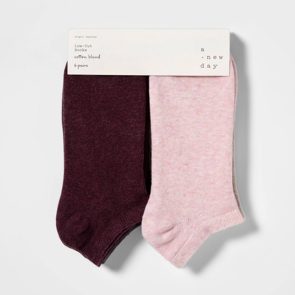 slide 2 of 2, Women's 6pk Low Cut Socks - A New Day Assorted colors 4-10, 6 ct