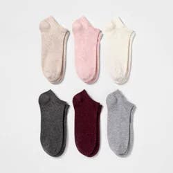 Women's 6pk Low Cut Socks - A New Day™ Assorted colors 4-10: Tagless, Knit Fabric