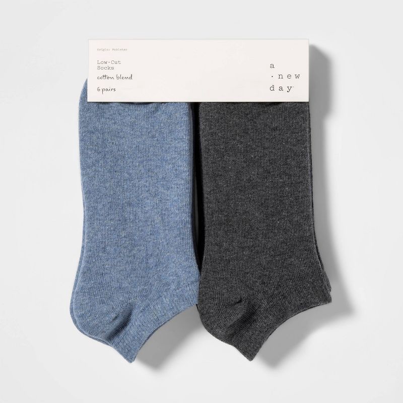 slide 2 of 2, Women's 6pk Low Cut Socks - A New Day™ Denim Assorted Colors 4-10, 6 ct