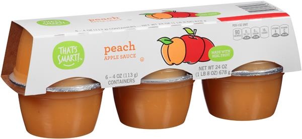 slide 1 of 1, That's Smart! Peach Applesauce, 6 ct; 4 oz