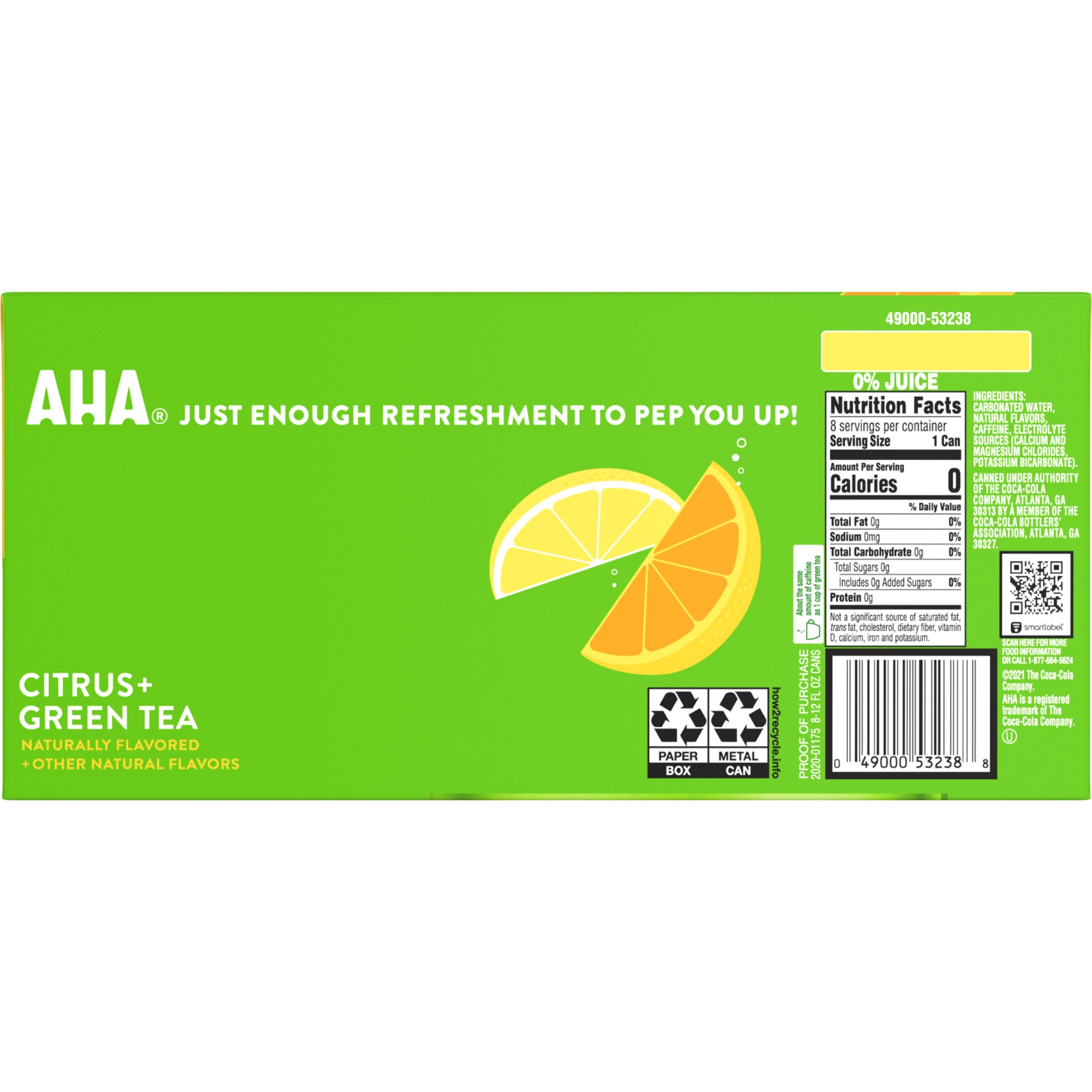 slide 6 of 19, AHA Citrus & Green Tea Sparkling Water, 8 ct; 12 fl oz