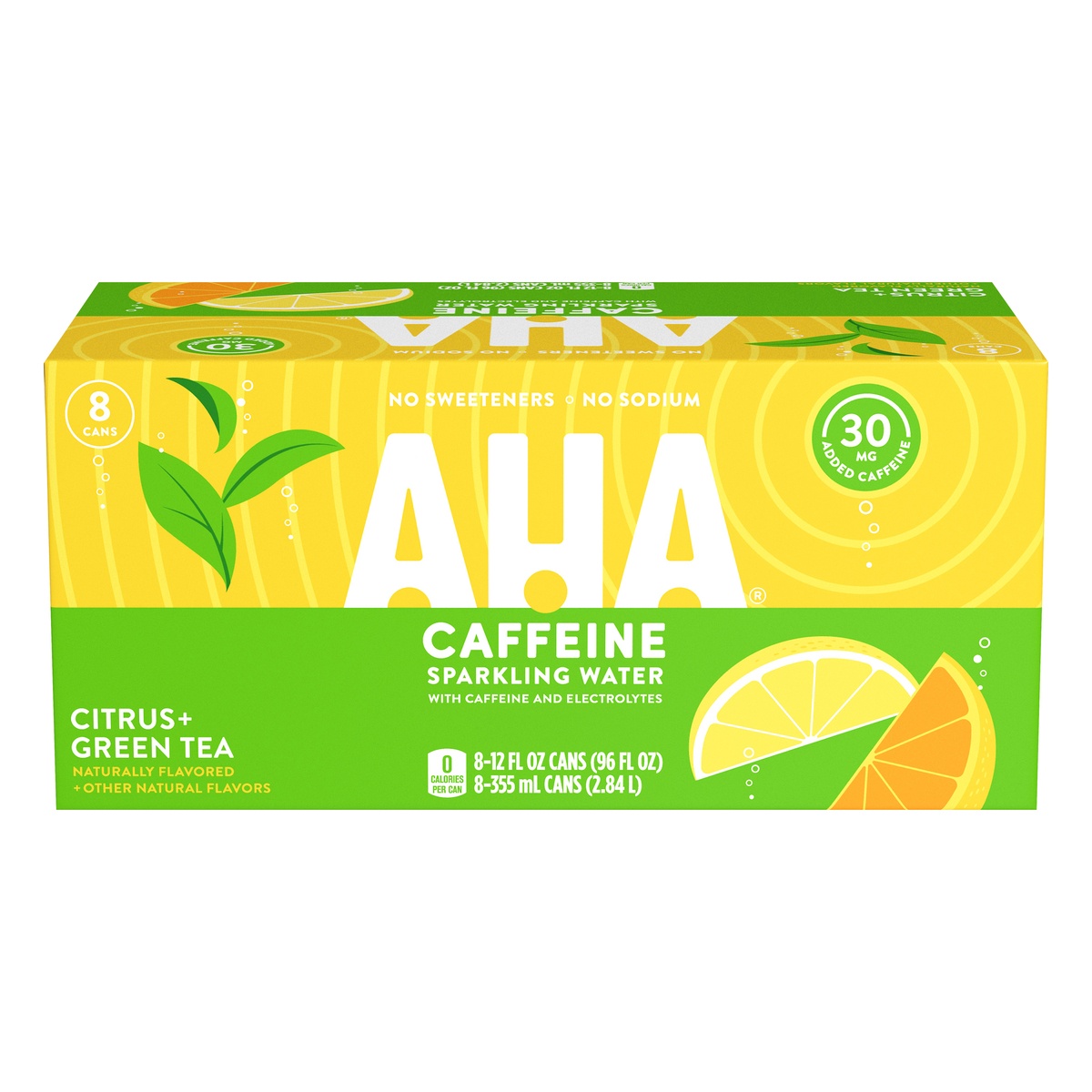 slide 1 of 3, AHA Citrus Green Tea Cans, 12 fl oz, 8 Pack, 8 ct; 12 fl oz