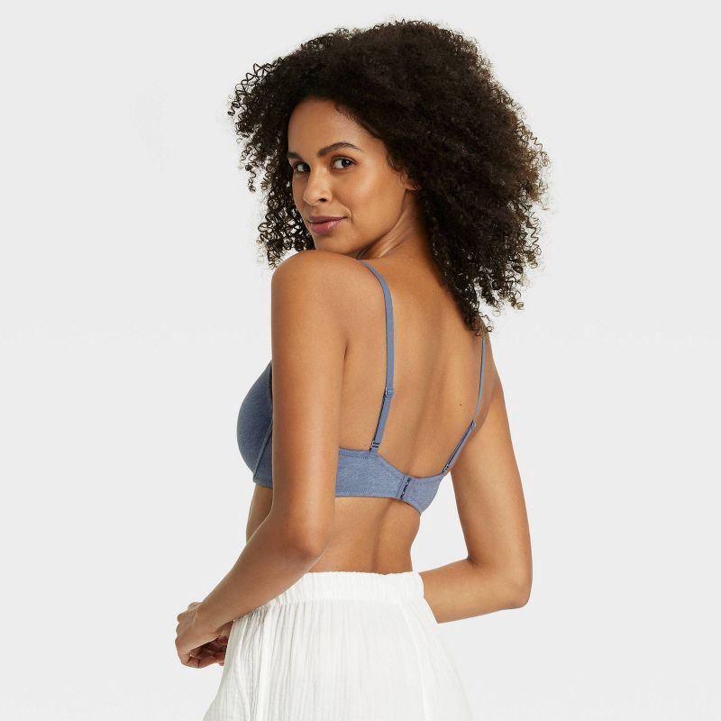 slide 2 of 4, Women's Cotton Lightly Lined Demi T-Shirt Bra - Auden™ Navy Heather 36A: Adjustable Straps, Underwire Support, 1 ct