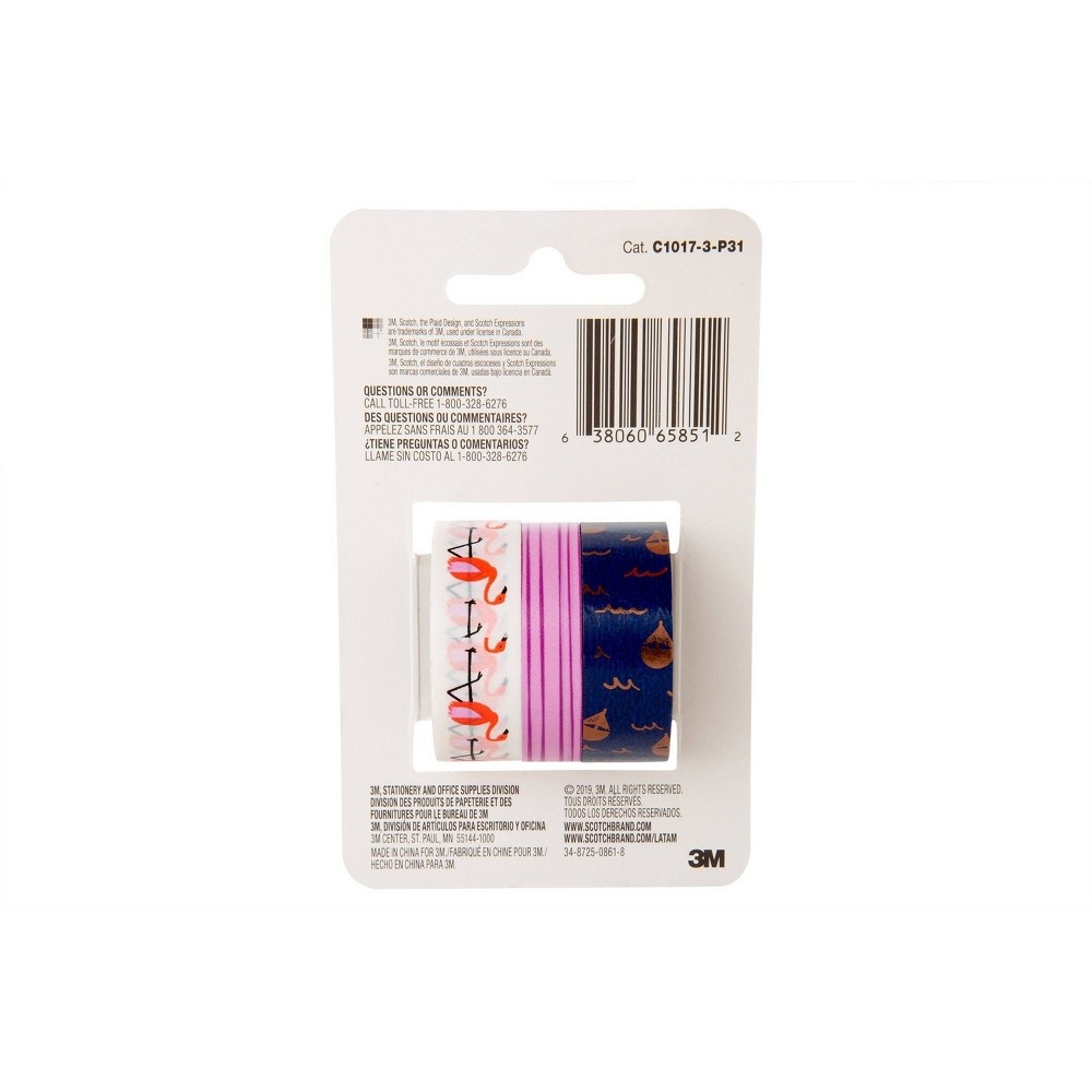 slide 5 of 5, Scotch Flamingo Sights Washi Tape, 3 ct