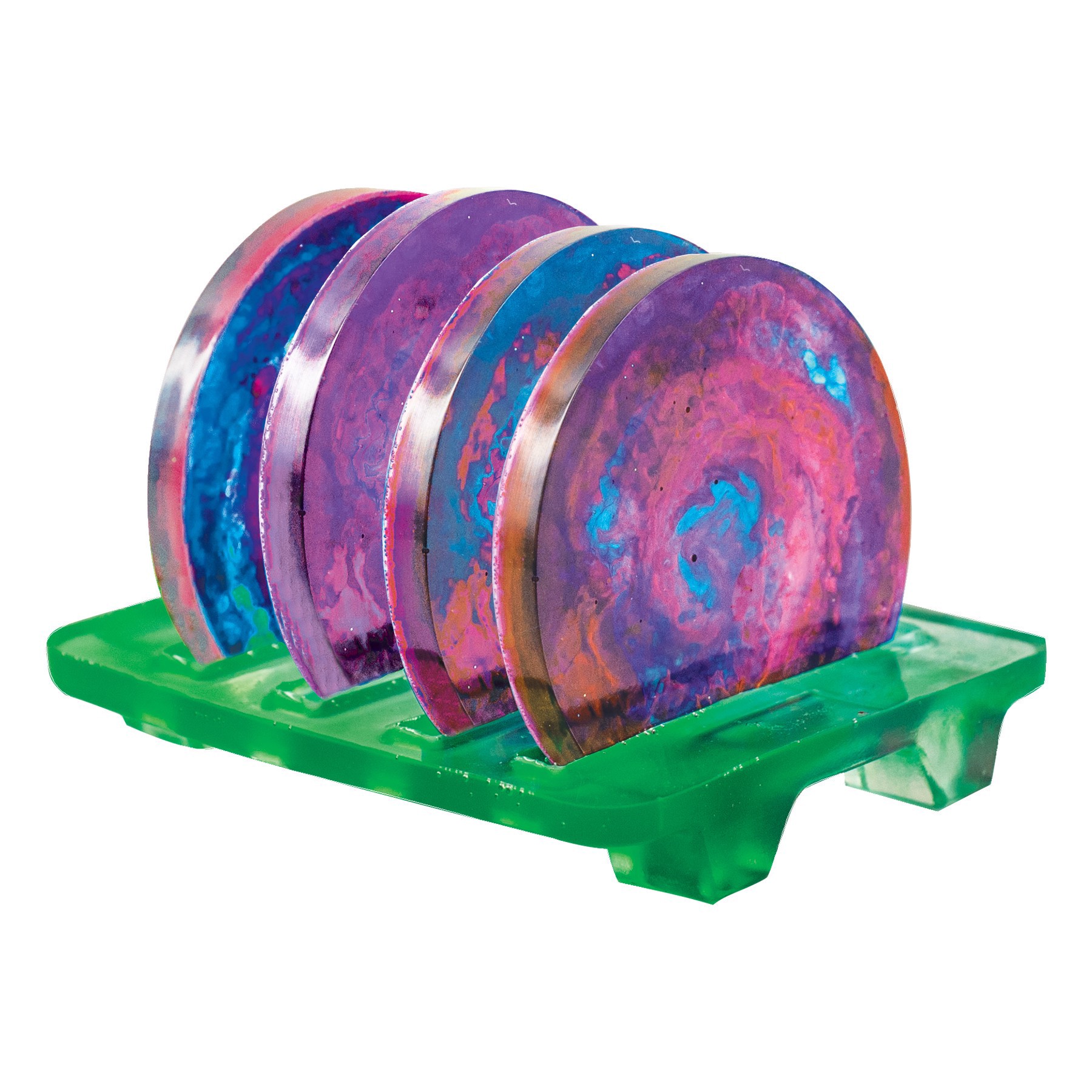 slide 8 of 9, Resin Coasters & Stand Kit By Craft Smart, 4 pigment inks - blue, purple, green, magenta