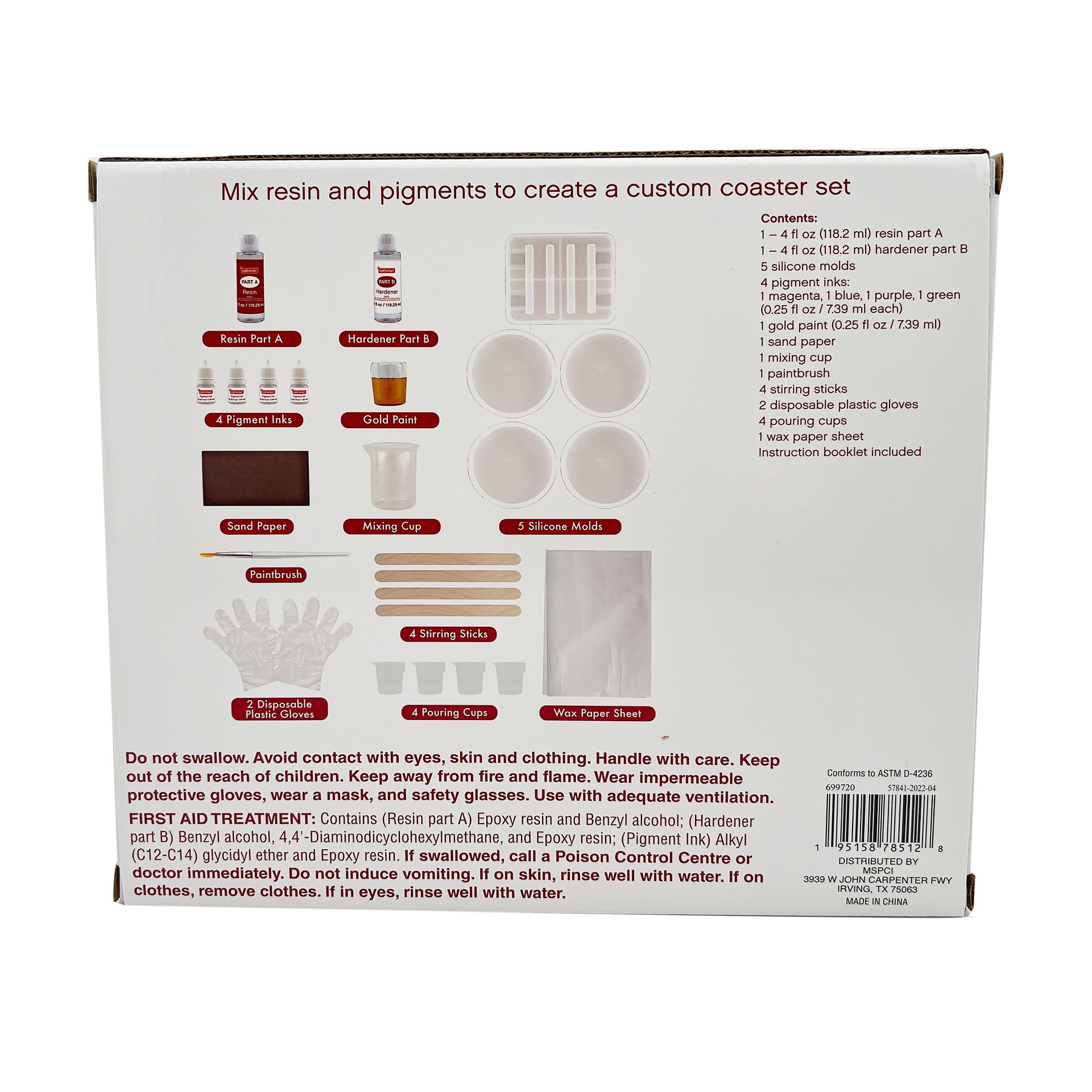 slide 9 of 9, Resin Coasters & Stand Kit By Craft Smart, 4 pigment inks - blue, purple, green, magenta
