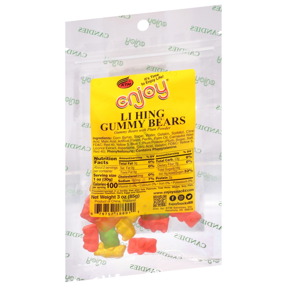 slide 2 of 9, Enjoy Li Hing Gummy Bears 3 oz, 3 oz