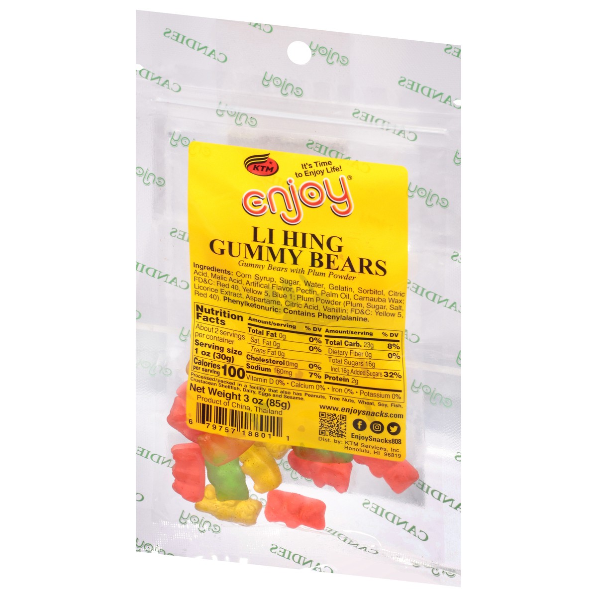 slide 3 of 9, Enjoy Li Hing Gummy Bears 3 oz, 3 oz