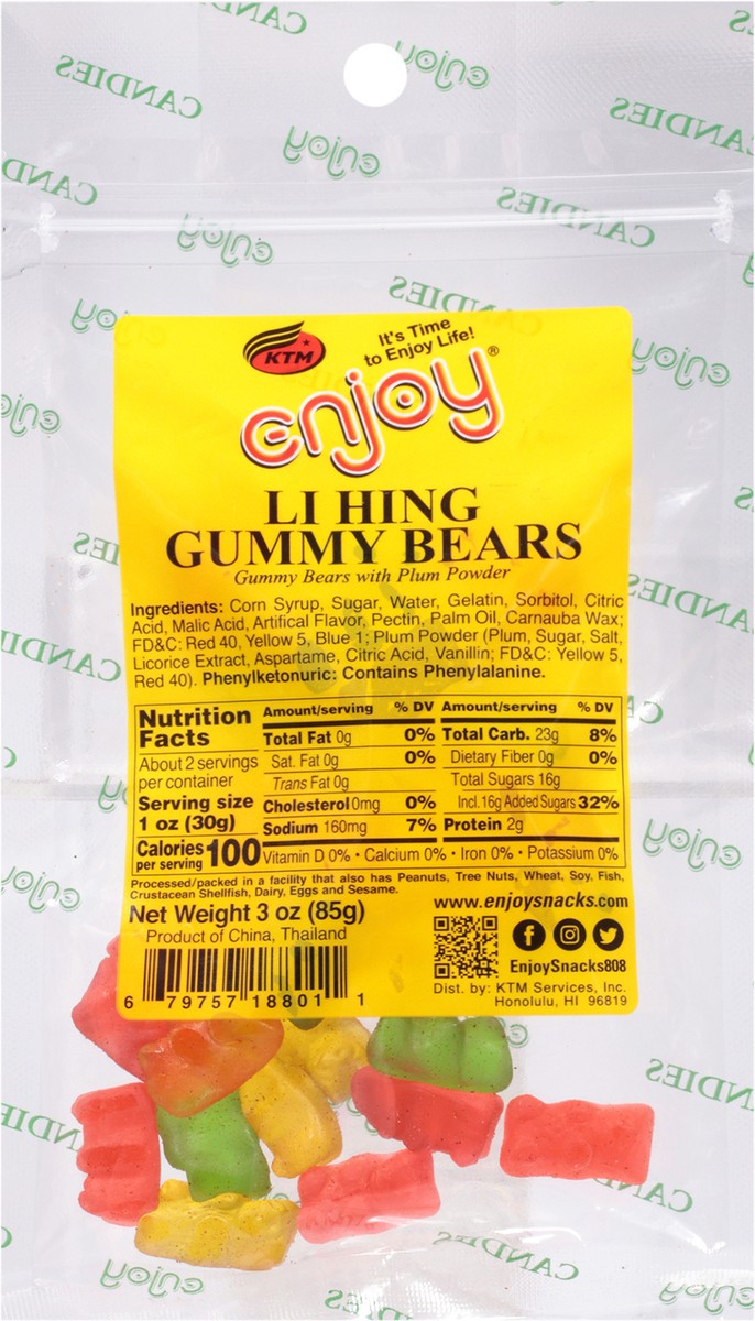 slide 6 of 9, Enjoy Li Hing Gummy Bears 3 oz, 3 oz