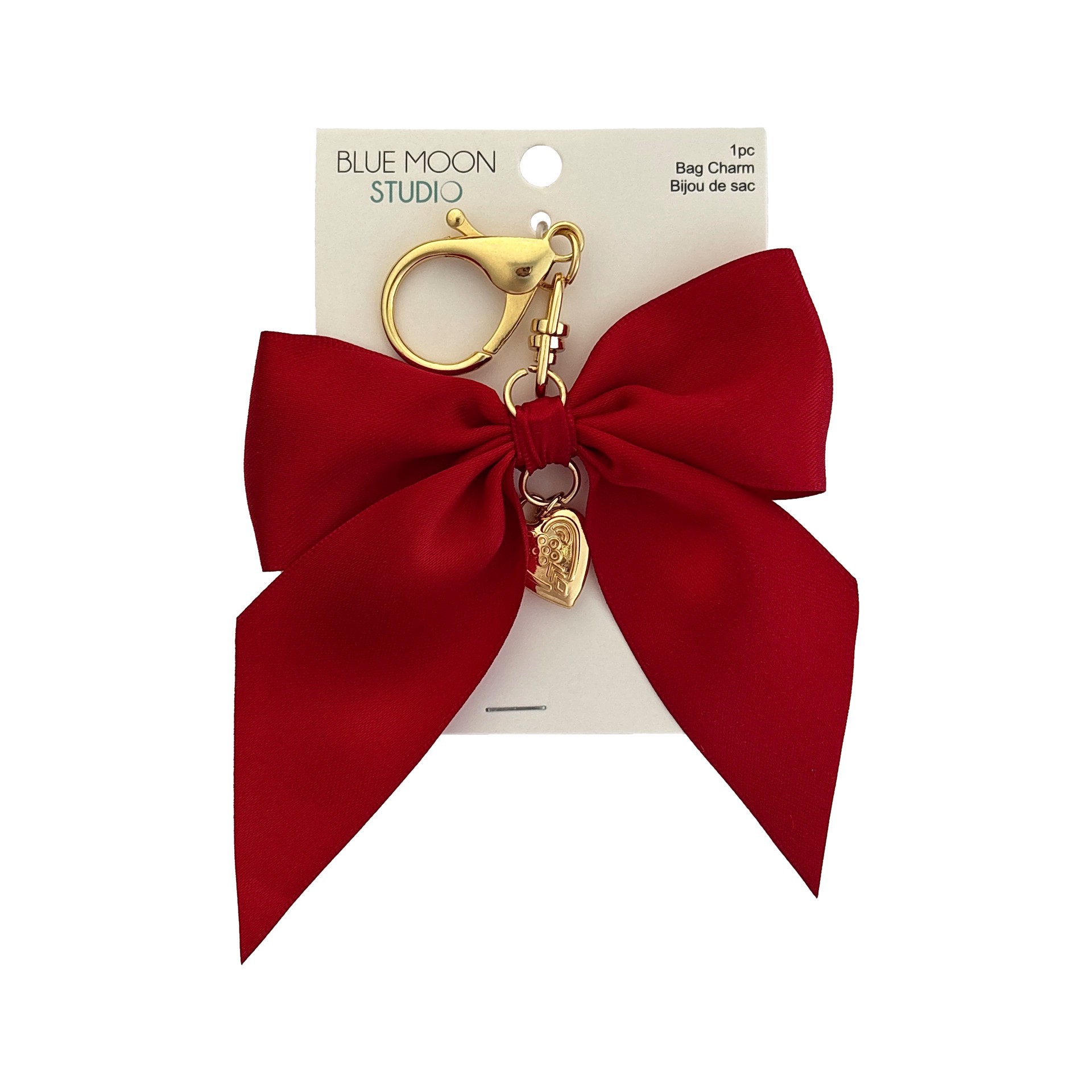 slide 2 of 3, Blue Moon Studio Red Fabric Bow Bag Charm, 5.5 in x 3.5 in x 0.1 in