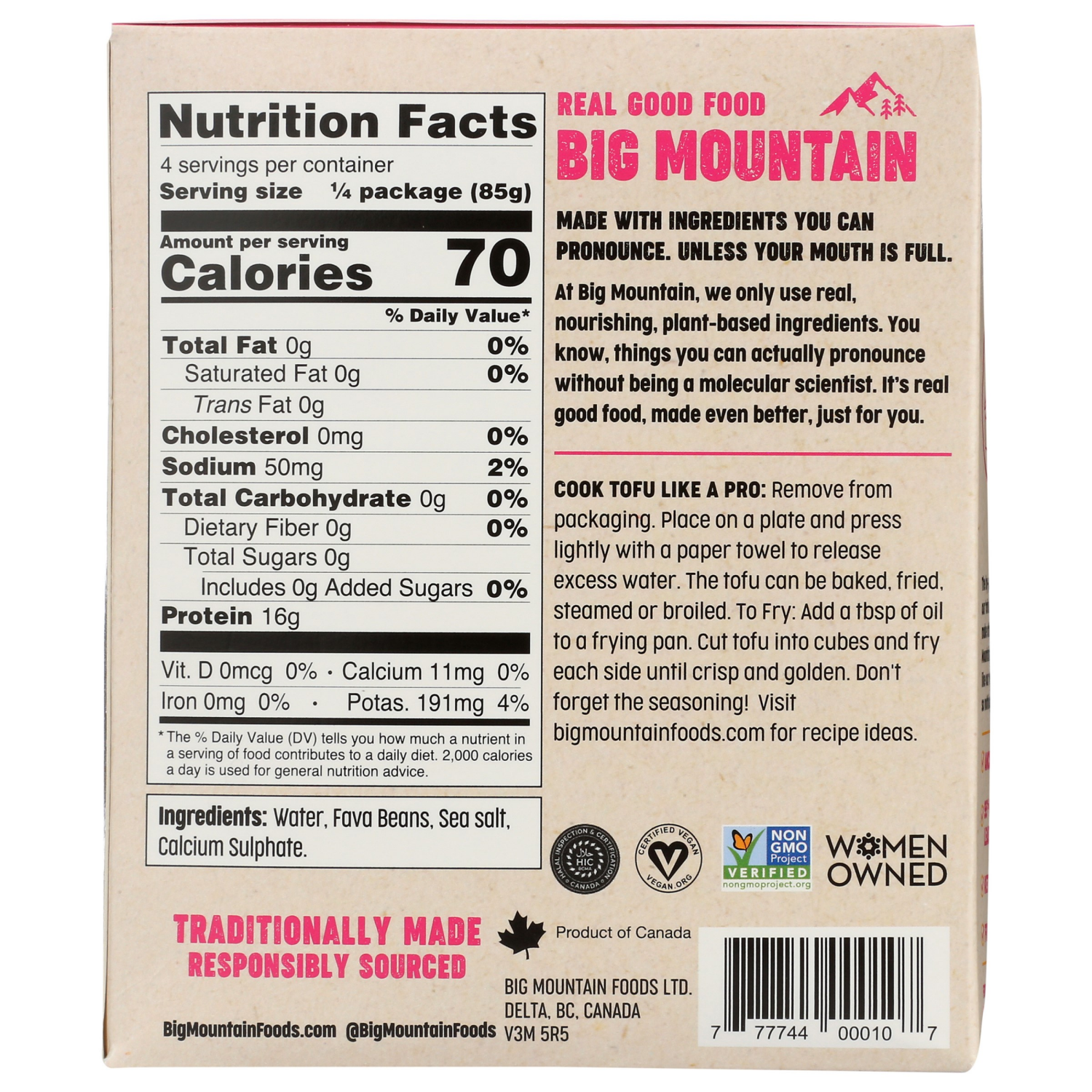 slide 2 of 4, Big Mountain Soy-Free Medium Firm Tofu 12 oz, 12 oz