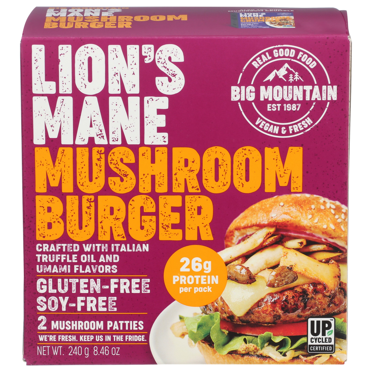 slide 1 of 3, Big Mountain Lion's Mane Truffle Flavor Mushroom Burger 2 ea, 2 ct