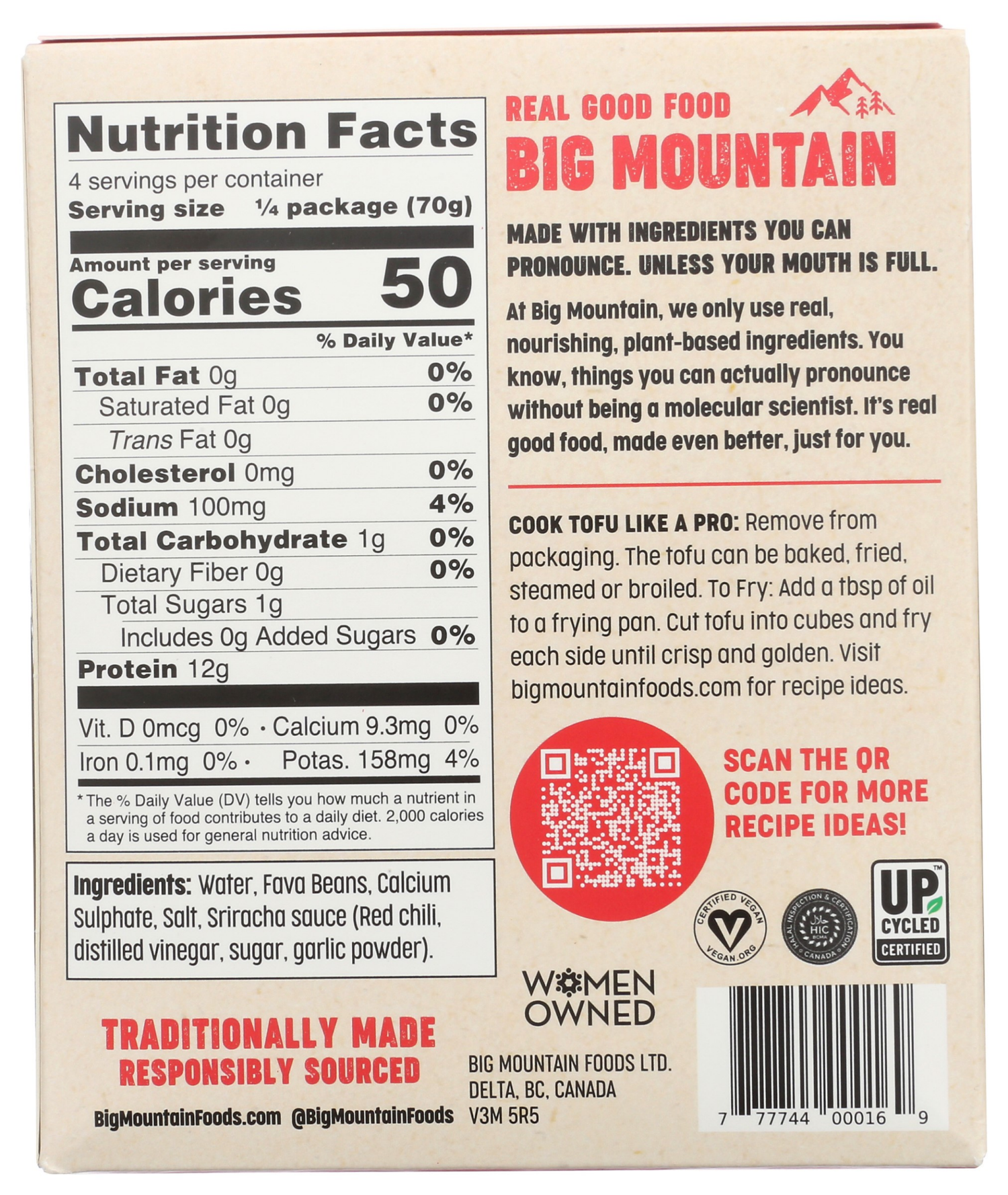 slide 2 of 4, Big Mountain Foods Sriracha Tofu, 9.88 oz, 9.88 oz