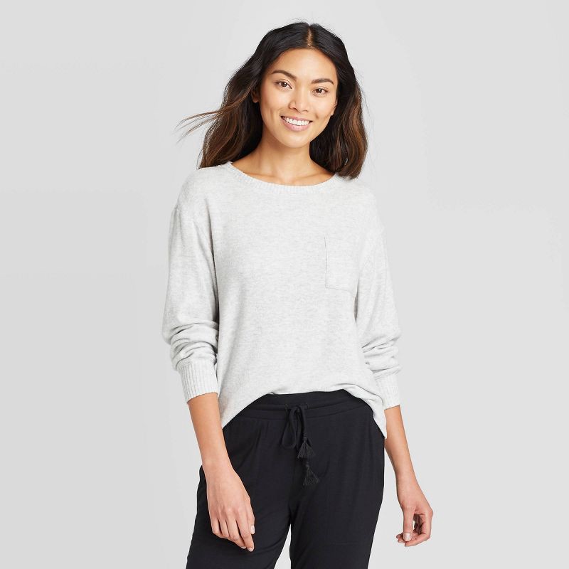 slide 1 of 2, Women's Perfectly Cozy Pullover Sweatshirt - Stars Above™ Light Gray S, 1 ct