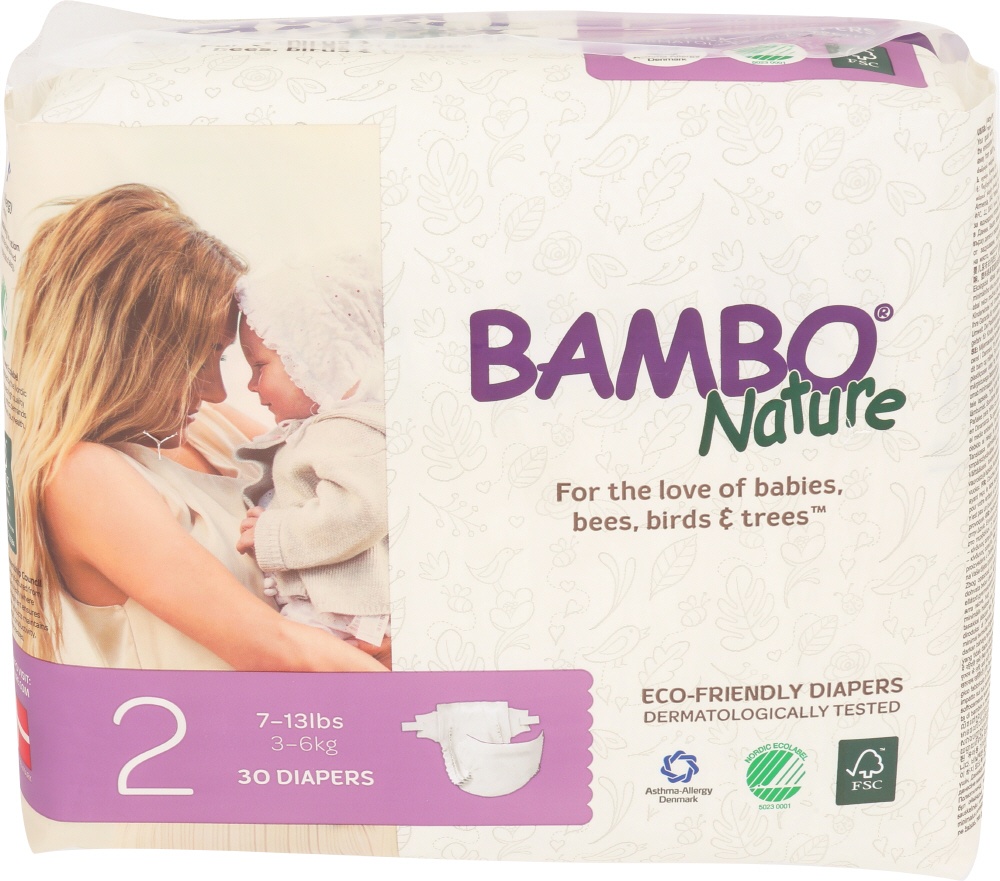 slide 1 of 1, Bambo Nature Diapers Size 2 7-13 Lbs, 30 ct