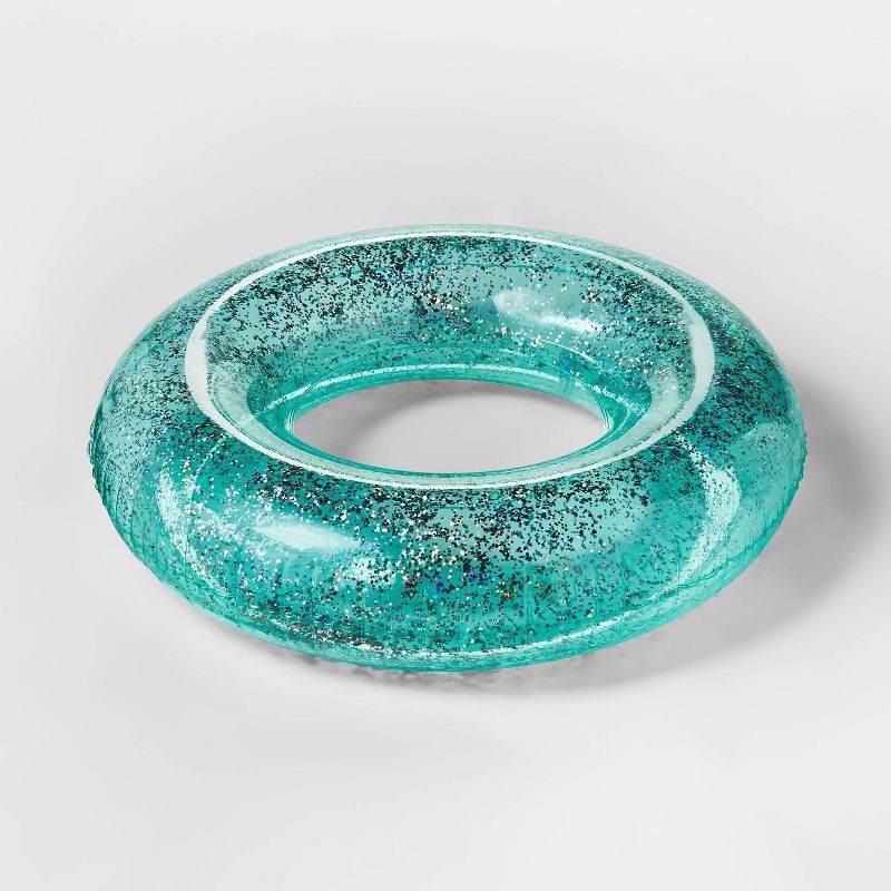 slide 3 of 4, 36" Inflatable Glitter Swim Tube - Blue - Sun Squad™, 1 ct