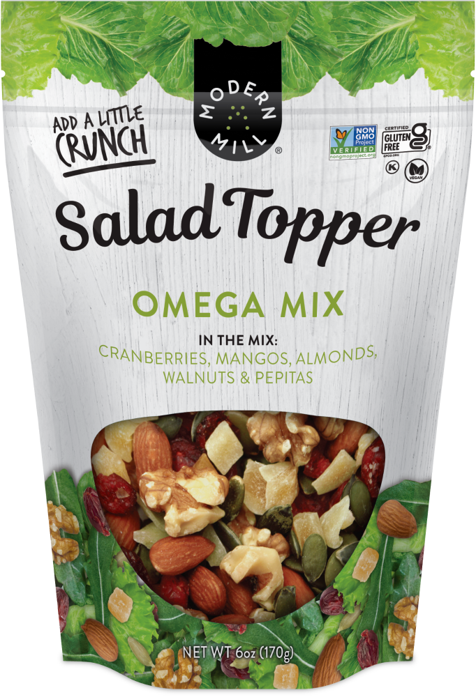 slide 1 of 9, Modern Mill Omega Salad Topper 12oz, Gluten-Free, Vegan, Non GMO, 12 oz