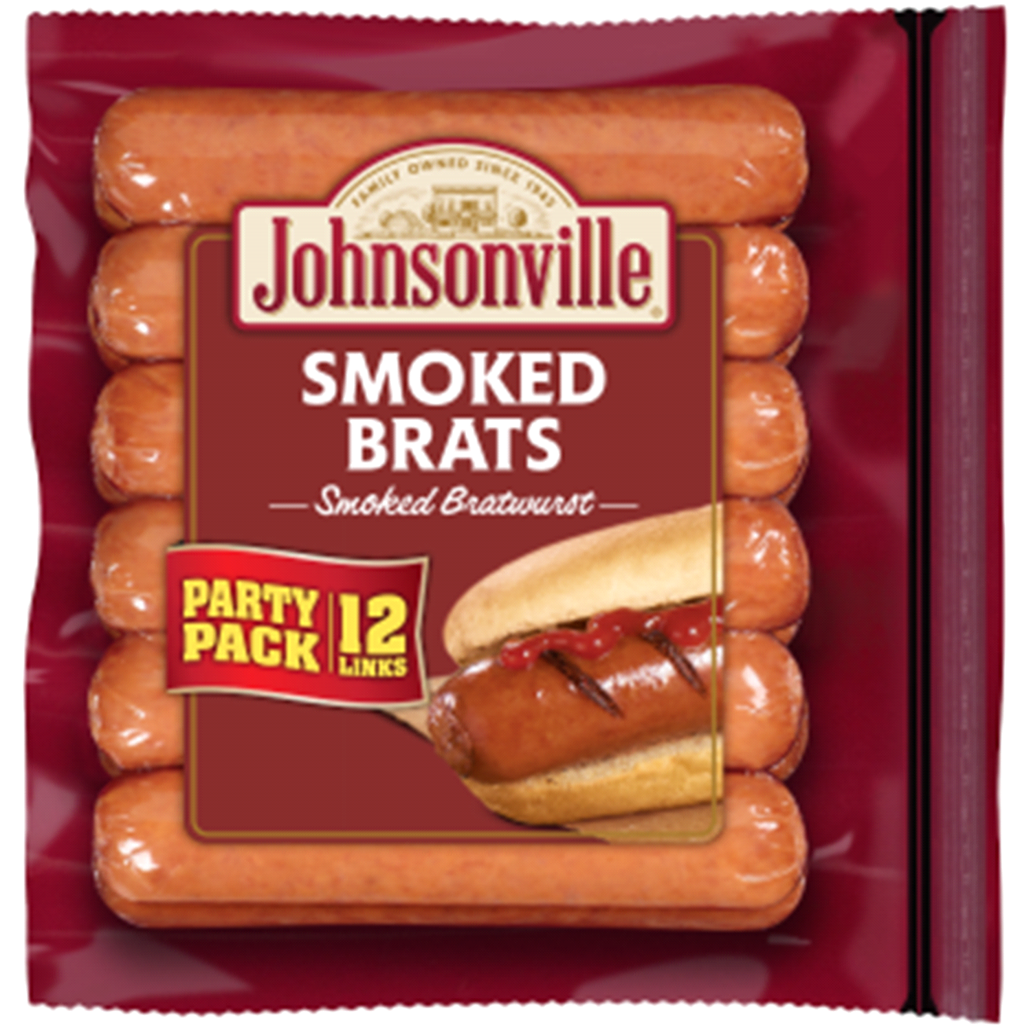 slide 1 of 1, Johnsonville Smoked Brats Party Pack, 12 Count, 28 oz, 12 ct