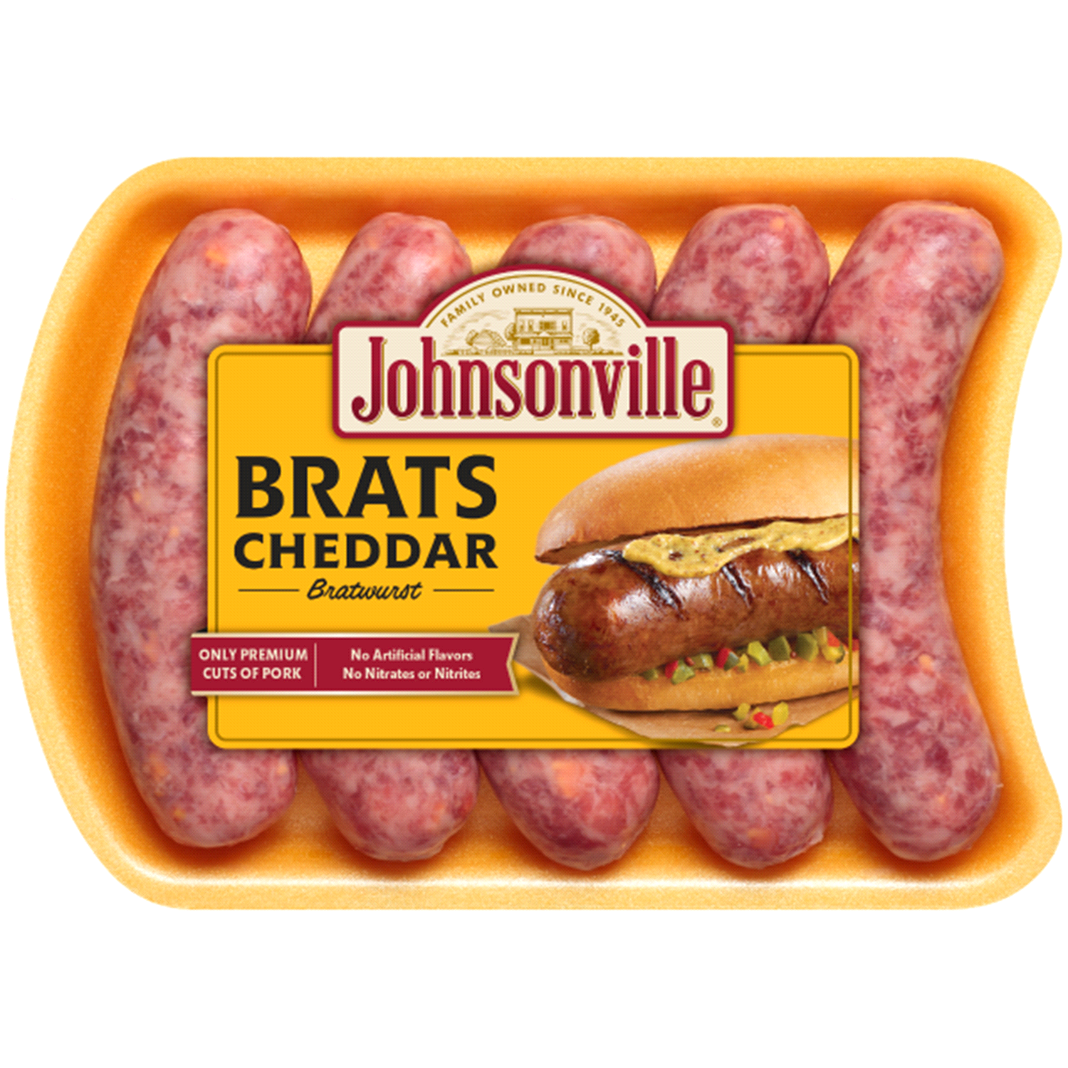 slide 1 of 1, Johnsonville Brats Cheddar Bratwurst 19 oz, 5 ct; 19 oz