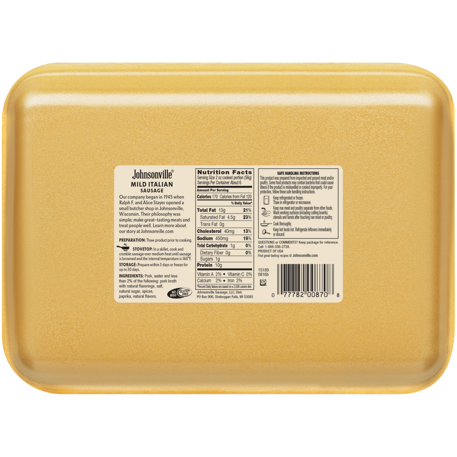 slide 2 of 2, Johnsonville Mild Italian Sausage 16 oz, 16 oz