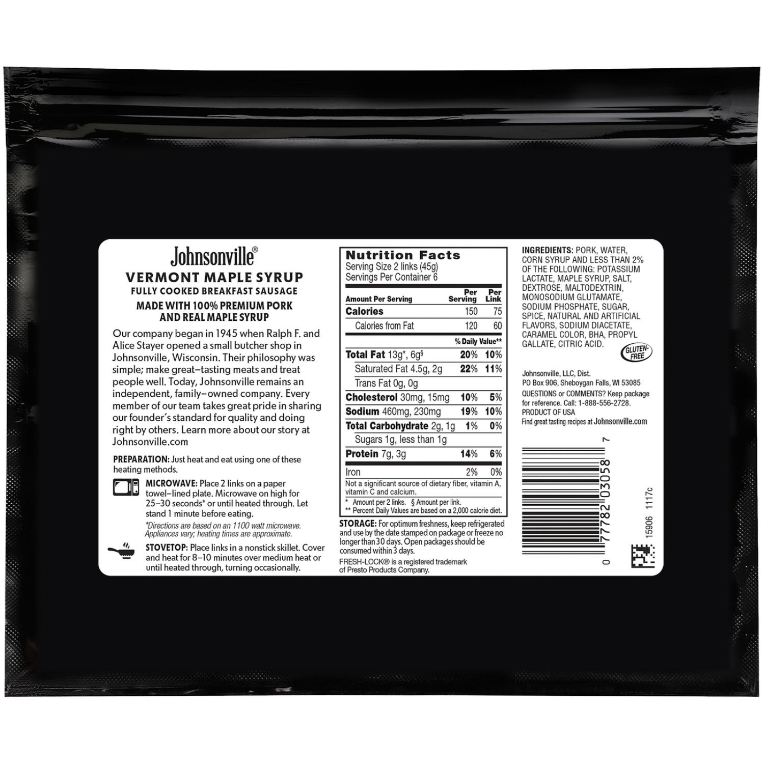 slide 2 of 2, Johnsonville Fully Cooked Vermont Maple Syrup Breakfast Sausage 12 ea, 12 ct