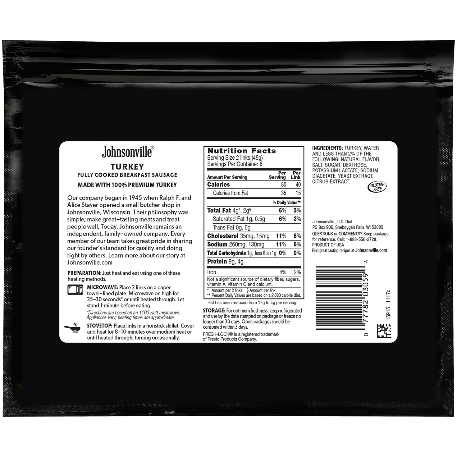 slide 2 of 2, Johnsonville Fully Cooked Turkey Breakfast Sausage 12 ea, 12 ct