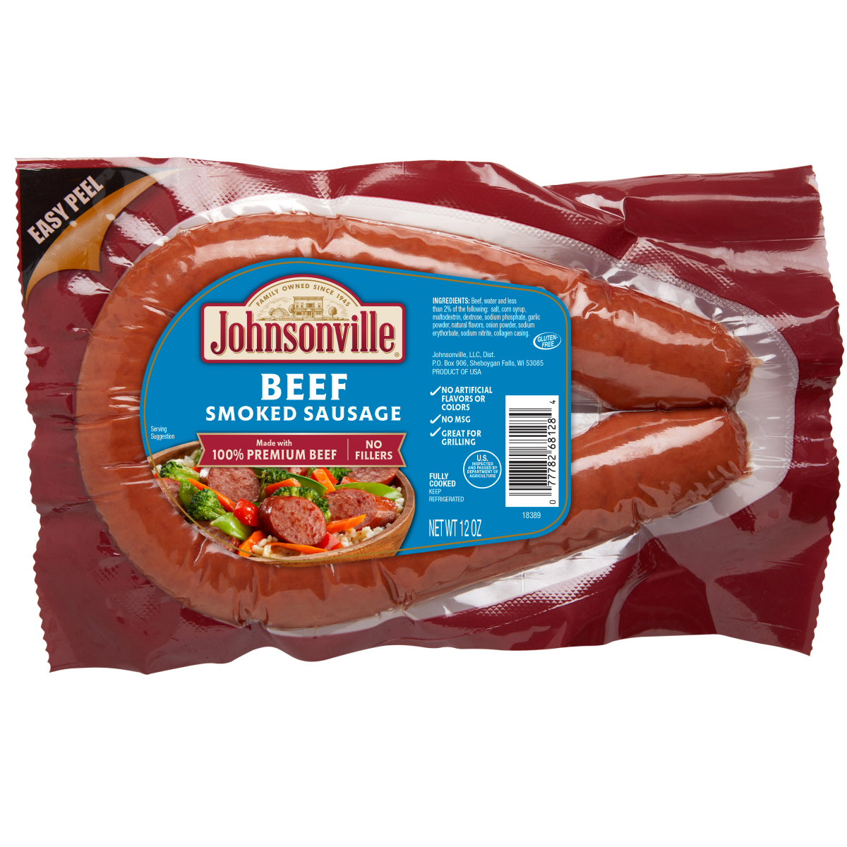 slide 1 of 5, Johnsonville Smoked Beef Sausage Rope, 12 oz, 12 oz