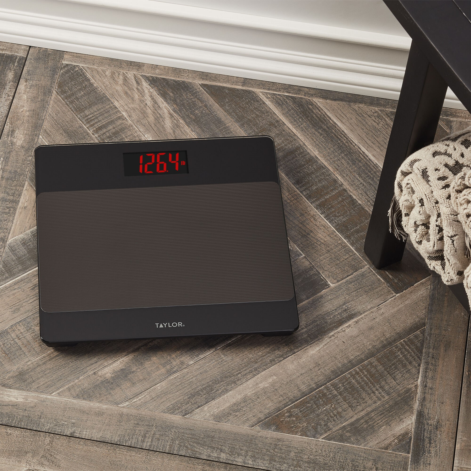 slide 2 of 2, Taylor Digital Capacity Bathroom Scale/Black/Glass, 400 lb