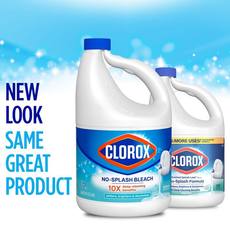 slide 3 of 10, Clorox Splash-Less Liquid Bleach - Clean Linen - 117oz, 117 oz