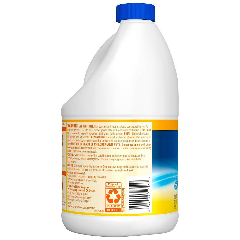 slide 3 of 5, Clorox Splash-Less Liquid Bleach, Crisp Lemon Bottle, 77 oz