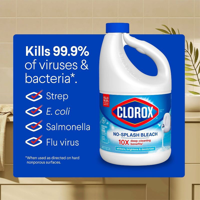 slide 4 of 15, Clorox Splash-Less Liquid Bleach - Regular - 77oz, 77 oz