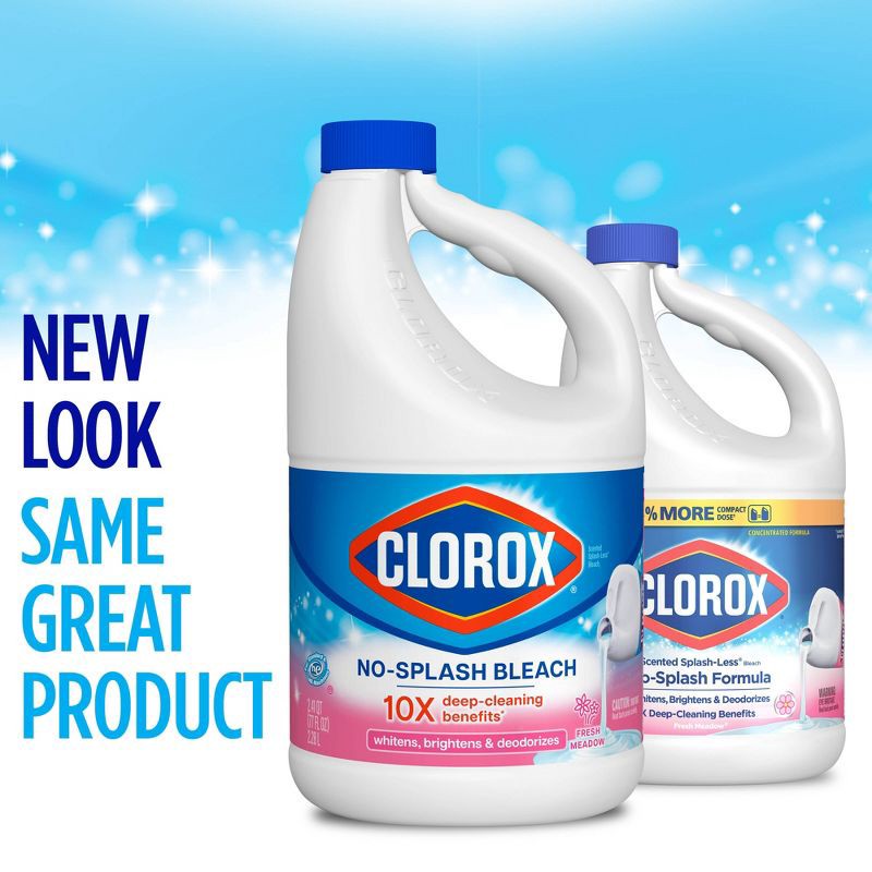 slide 3 of 10, Clorox Splash-Less Liquid Bleach - Fresh Meadow - 77oz, 77 oz