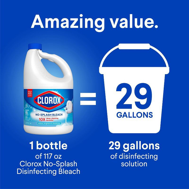 slide 9 of 15, Clorox Splash-Less Liquid Bleach - Regular - 117oz, 117 oz
