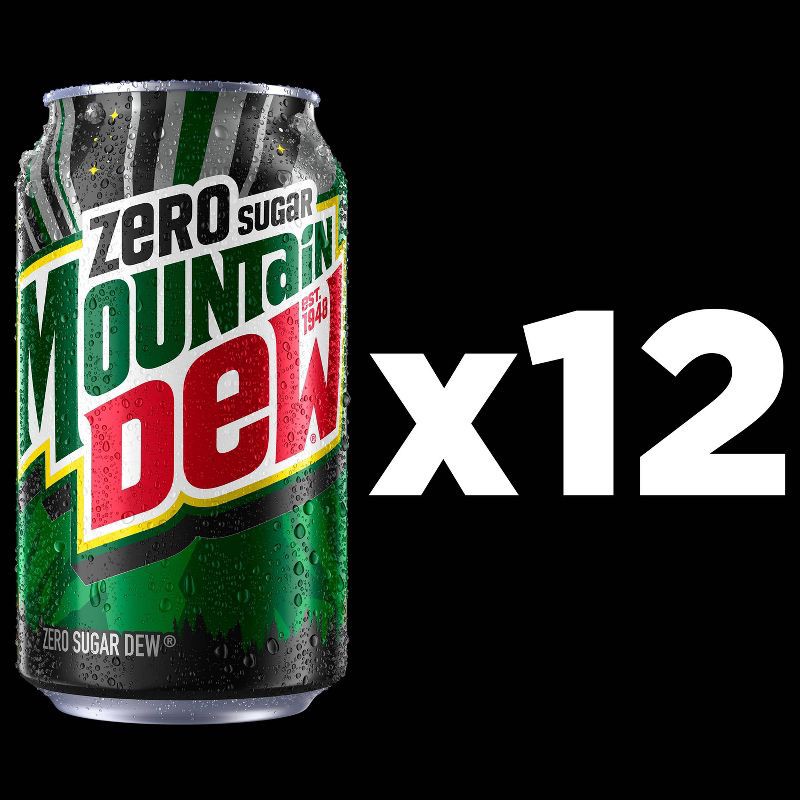 slide 3 of 9, Mtn Dew Mountain Dew Zero Sugar - 12pk/12 fl oz Cans, 12 ct; 12 fl oz
