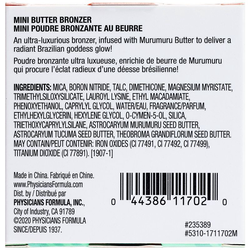 slide 5 of 5, Physicians Formula PhysiciansFormula Butter Bronzer Mini - Bronze - 0.12oz: Murumuru Infused, Radiant Glow, Soft-Focus Pigments, 0.12 oz