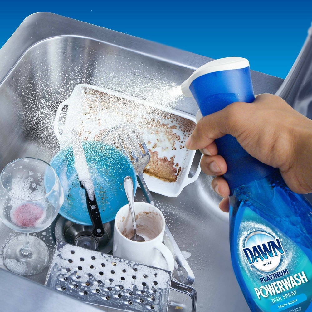 slide 3 of 6, Dawn Platinum Powerwash Dish Spray, Dishwashing Dish Soap - Fresh Scent Bundle - Starter-Kit (16 fl oz) & 1 refill (16 fl oz), 16 fl oz