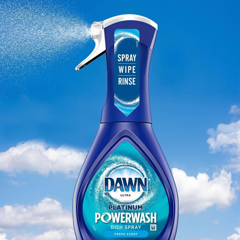 slide 4 of 6, Dawn Platinum Powerwash Dish Spray, Dishwashing Dish Soap - Fresh Scent Bundle - Starter-Kit (16 fl oz) & 1 refill (16 fl oz), 16 fl oz