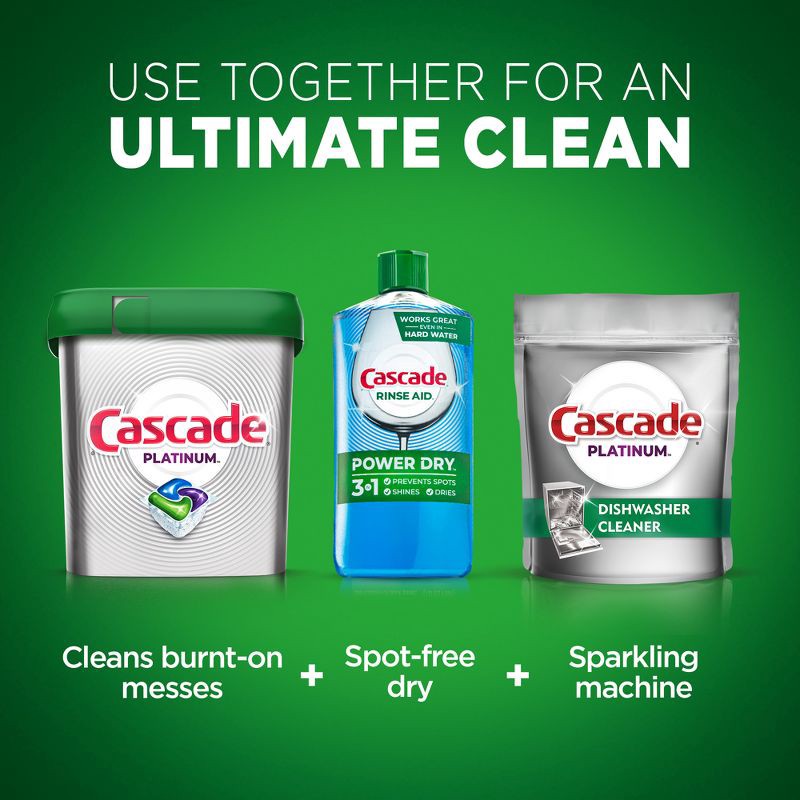 slide 6 of 13, Cascade Platinum Dishwasher Cleaner - 3ct, 3 ct
