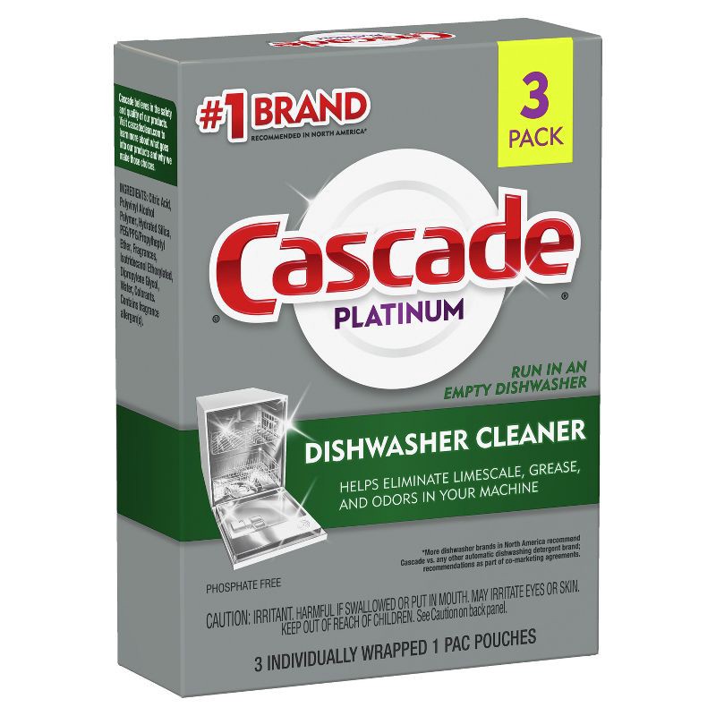 slide 1 of 13, Cascade Platinum Dishwasher Cleaner - 3ct, 3 ct